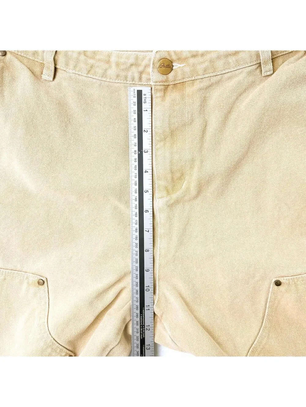 Butter‎ Goods Baggy Denim Shorts Skatewear Carpenter Raw Hem Tan Mens 38